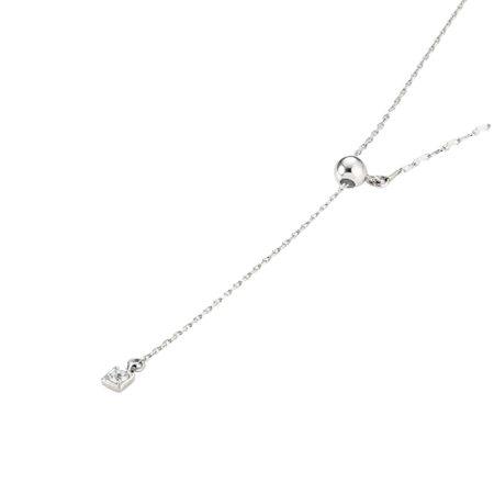 ヨンドシー 4℃ ネックレス シルバー スクエア チェーン ホワイトトパーズ レディースの画像