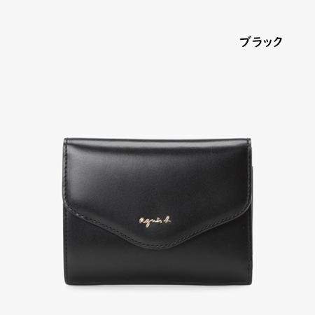 agnes b.ブラック 三つ折り財布 ava agnes b.（アニエスベー） 財布 レザー 三つ折りウォレット ”ava