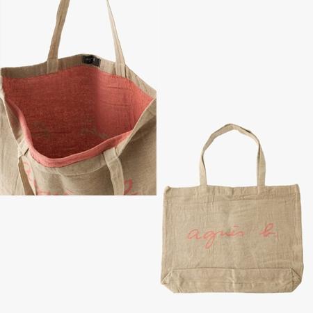 agnes b.（アニエスベー） agnes b トートバッグ ロゴ リネン コットン