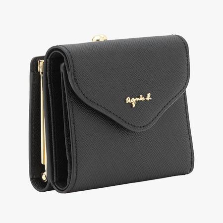 アニエスベー agnes b 財布 カードケース ミニ財布 レザー 三つ折りがま口 ミニ ウォレット ava ブラック | agnes b. | 01