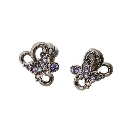 アナスイ イヤリング 蝶モチーフ ブラックメッキ パープル Annasui