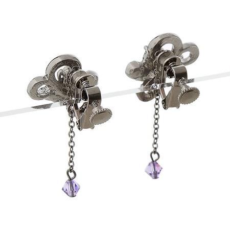 アナスイ イヤリング 蝶モチーフ ブラックメッキ パープル Annasui