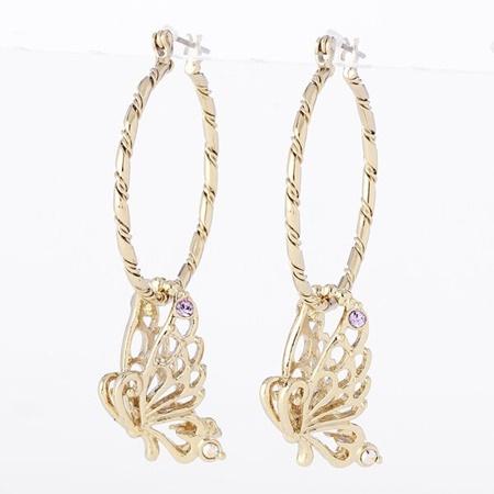 格安販売の Annasui アナスイ 蝶モチーフ ゴールドメッキ クリア フープピアス ピアス 無料ラッピング 希望しない Captains Agency
