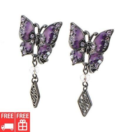 10 Off プレゼント バッグ 財布 アナスイ 送料無料 パープル イヤリング 蝶モチーフ イヤリング Annasui アナスイ 新品 正規品 レディースアクセサリー