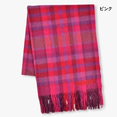 アナスイ ANNASUI マフラー ウール チェックストール 毛100％ レディース_9