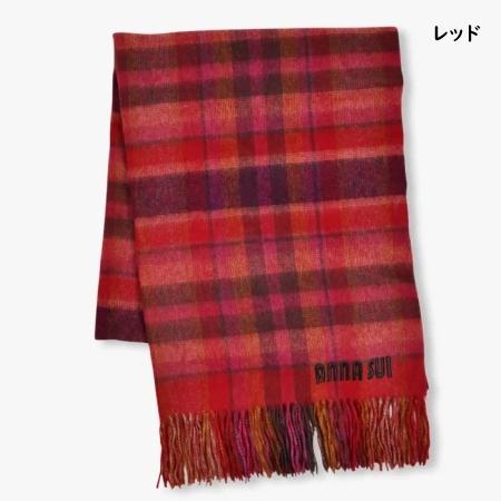 アナスイ ANNASUI マフラー ウール チェックストール 毛100％ レディース_10