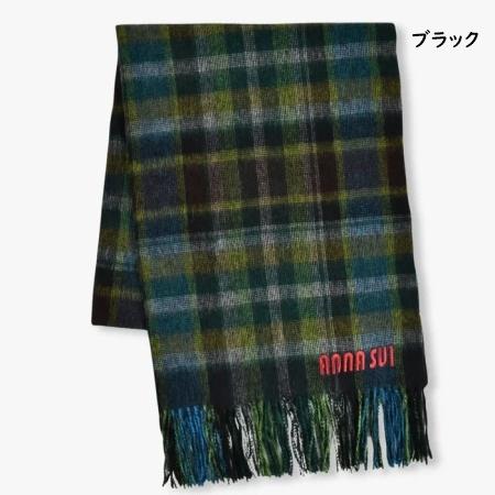 アナスイ ANNASUI マフラー ウール チェックストール 毛100％ レディース_12