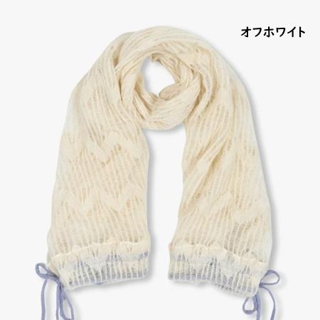 アナスイ ANNASUI マフラー ニットマフラー リボン付きセミストール 日本製 レディース_9