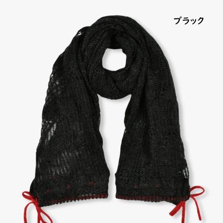 アナスイ ANNASUI マフラー ニットマフラー リボン付きセミストール 日本製 レディース_10