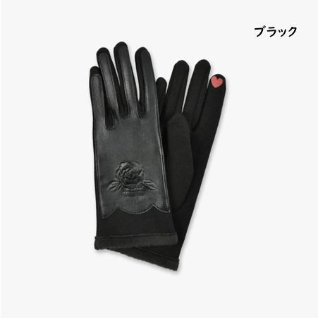 ANNA SUI（アナスイ） 手袋 グローブ ローズ レザー付き スマホ対応