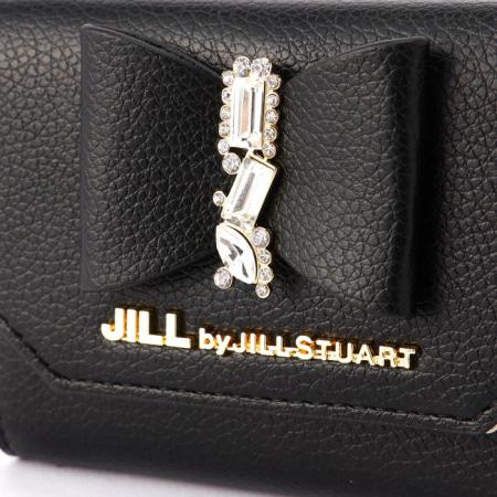 美品　ジルスチュアート 三つ折り 財布　ビジュー リボン　ブラック JILL by JILL STUART（ジルバイジルスチュアート） ジル バイ ジル