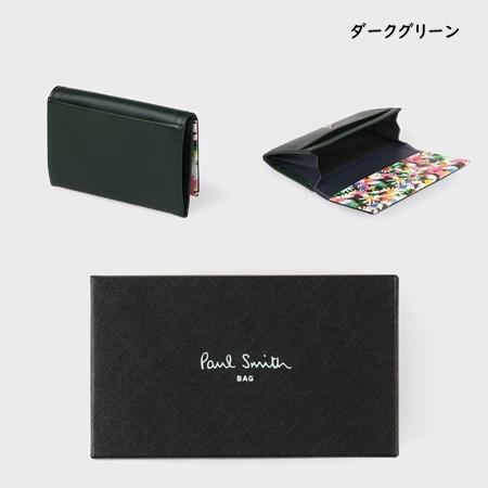 ポールスミス新品未使用 マーガレットプリントトリム 名刺入れ　ブラック マーガレットプリントトリム 3つ折り財布 / Paul Smith