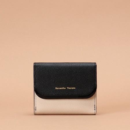 サマンサタバサ 折財布 折財布 エナメルアクセントバイカラー ブラック Samantha St2101 クローバーリーフ Leaf