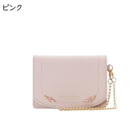 サマンサタバサプチチョイス Samantha Thavasa Petit Choice パスケース フラワーパール 花 チェーン付き レディース_4