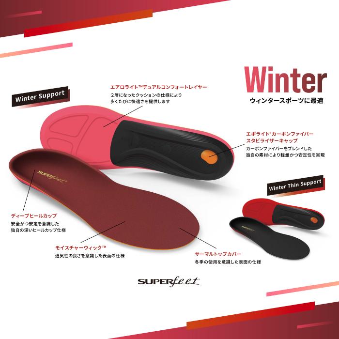スーパーフィート インソール SUPERFEET Winter Thin Support ウィンタースポーツ スキー スノーボード 中敷 日本正規品｜clover-sports-outdoo｜02