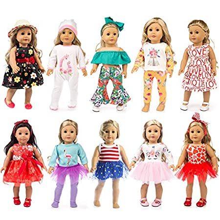 贅沢屋の 女の子の人形用の服 ZQDOLL アメリカ人の18インチ人形の服とアクセサリー 10点の洋服完全セットを含む送料無料 19点セット 着せかえ人形