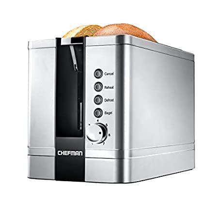 【正規取扱店】 Toaster Steel Stainless Pop-Up 2-Slice Chefman w/ W送料無料 Extra Settings, Shade 7 電動コーヒーミル