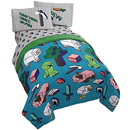 Minecraft Genda Genda Iso 寝具特徴 Animals 4ピース ツインベッドセット リバーシブル掛け布団 シーツ
