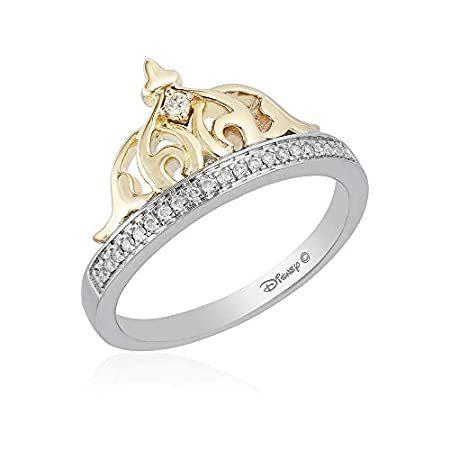 Jewelili 魅力的なディズニーファインジュエリー スターリングシルバーと10kイエローゴールド スターリングシルバーと10kイエローゴールド 1 10cttw 1 10cttw ジャスミン ティアラリング送料無料 キャラクター衣装 B012yb9b クローバーヤフー店