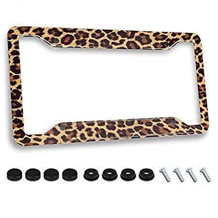 驚きの安さ Cheetah ヒョウ柄 ブラウンナンバープレートフレーム アルミメタル 車カバータグホルダー 4穴とネジ付き カスタマイズ装飾フレーム 12 X 6送料無料 格安 Turningheadskennel Com