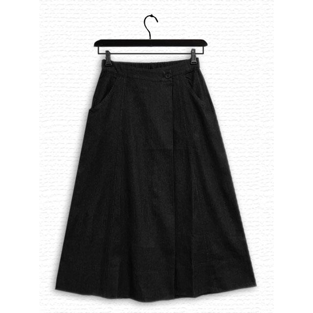 ＆yarn] デニム ラップ風 ロングスカート シンプル ナチュラル