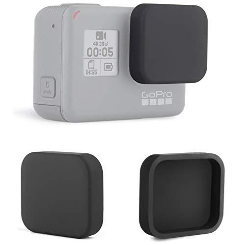 gopro用のレンズ 保護 シリコン キャップ カバー HERO 対応 汚れやホコリや傷を防ぐ ブラック シリコン製 2個セット (黒)
