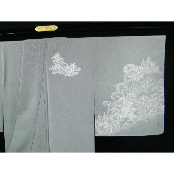 訪問着 未使用 しつけ糸付き 染色落款入り 万筋風景絵柄 適用身長