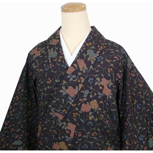 未使用しつけ付き！ 小花模様 紫色着物 163cm正絹江戸小紋