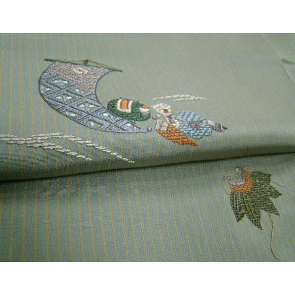 附下げ 縦縞 宝尽くし 刺繍柄 蔦縫い紋入り 適用身長158cm位 正絹 