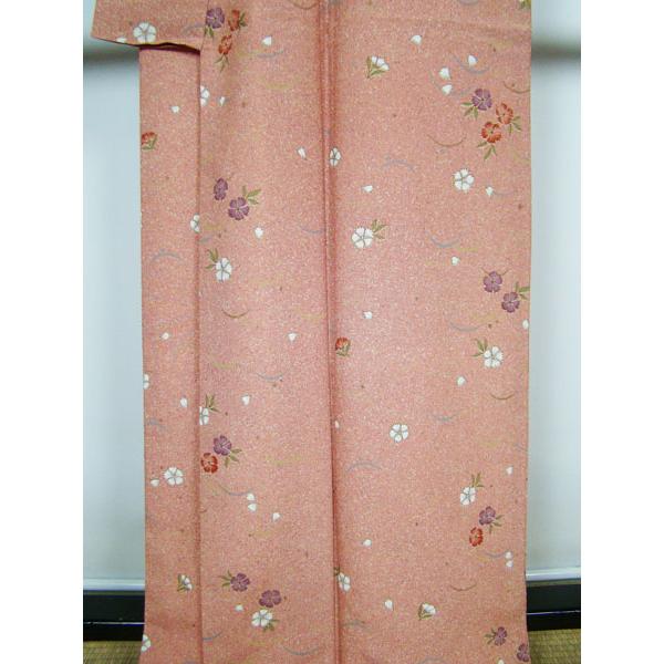 洗える着物 ロング丈 叩き染め なでしこ 露芝柄 適用身長約167cm 