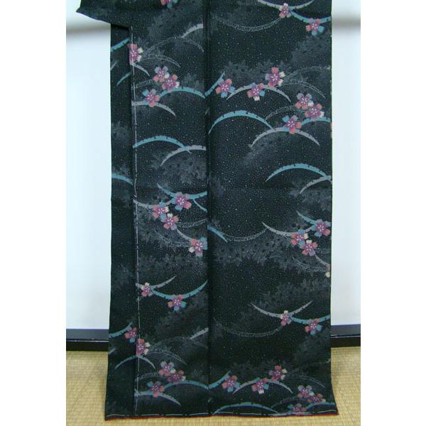 洗える着物 しつけ糸付き 未使用 ロング丈 水玉霞 叩き染め 露芝 花弁