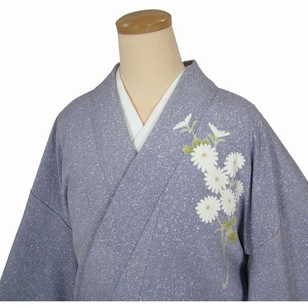 訪問着 作家落款入り 叩き染め地菊に陰竹染柄 袷 適用身長160cm位 