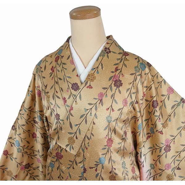 訪問着 沙綾型地紋 枝垂れ桜 段暈し模様 袷 適用身長158cm位 正絹  