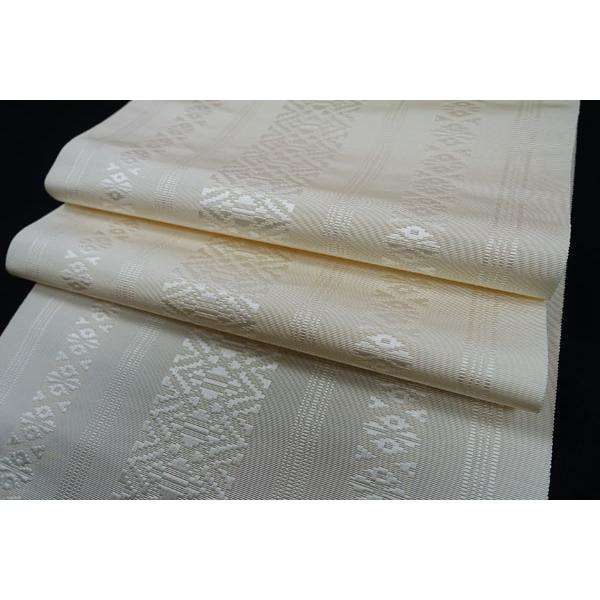 名古屋帯 本場筑前博多織 手織 間道献上柄 八寸なごや帯 未仕立て 全通  