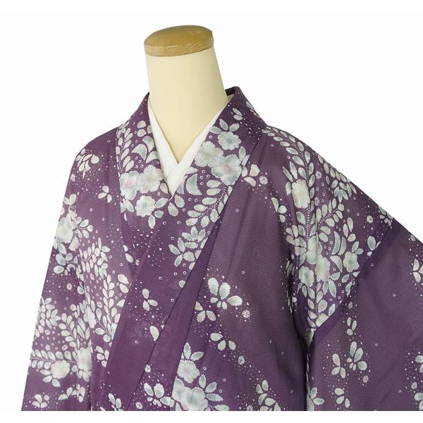 未使用しつけ付き！ 小花模様 紫色着物 163cm正絹江戸小紋