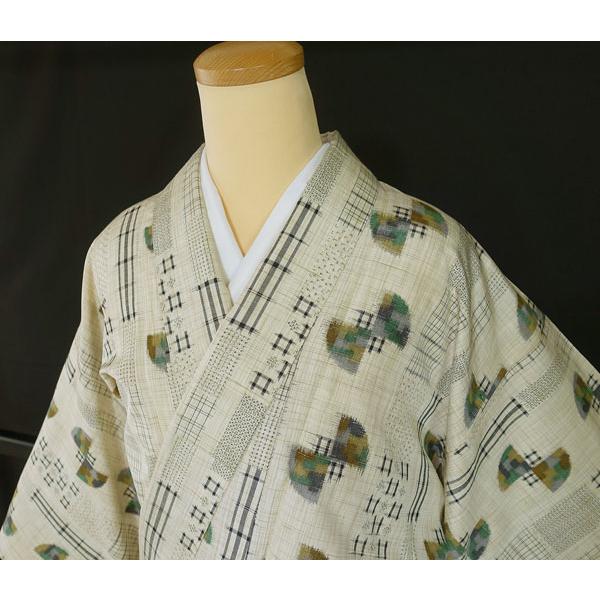 単衣のきもの 本場特選柄 手織結匠紬 越後国 民芸創作品 身丈  