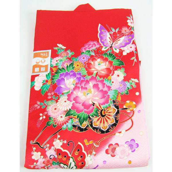 未使用しつけ糸付き お祝い着 宮参り 七五三 子供用着物 女の子用 絵羽