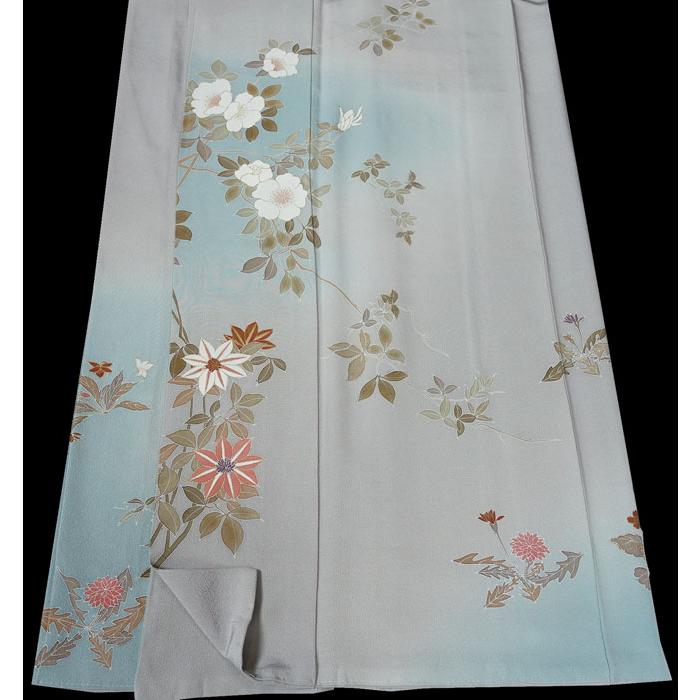 訪問着 袷のきもの ロング丈 裾暈し 小花模様 身丈174cm 正絹 10820