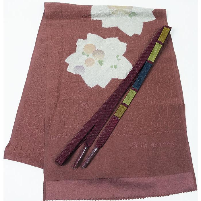 新品 未使用 帯締め 帯揚げ 丹後ちりめん2点セット 小花模様 正絹 