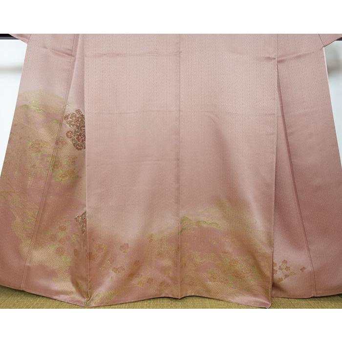 訪問着 袷のきもの 沙綾型地紋入り 金箔押し加工 相良刺繍 身丈