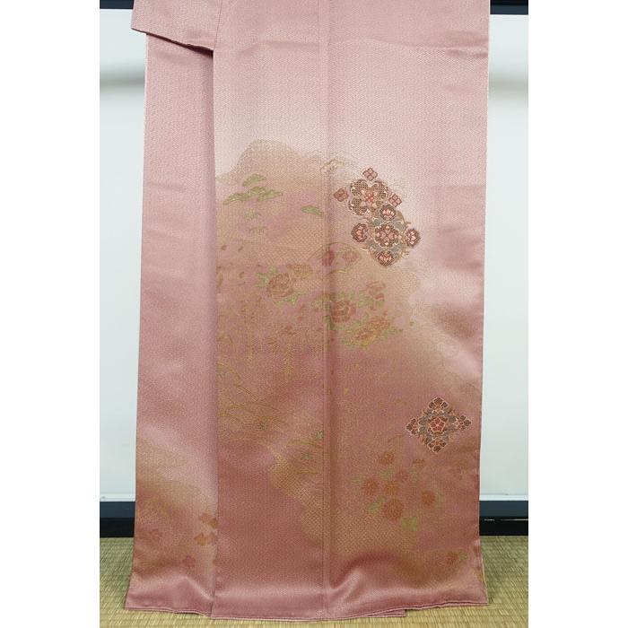 訪問着 袷のきもの 沙綾型地紋入り 金箔押し加工 相良刺繍 身丈 