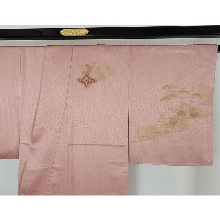 訪問着 袷のきもの 沙綾型地紋入り 金箔押し加工 相良刺繍 身丈 