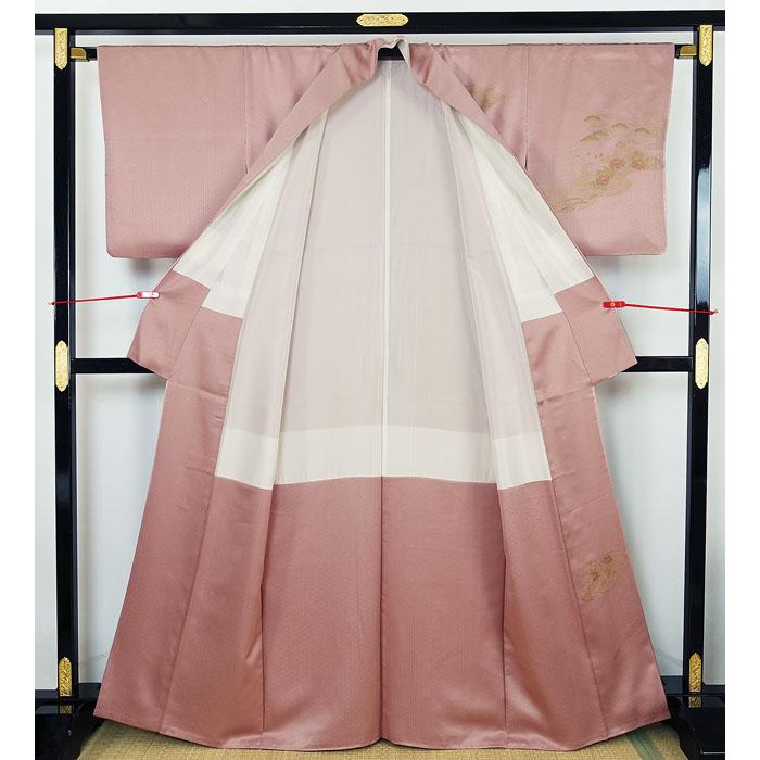 訪問着 袷のきもの 沙綾型地紋入り 金箔押し加工 相良刺繍 身丈 