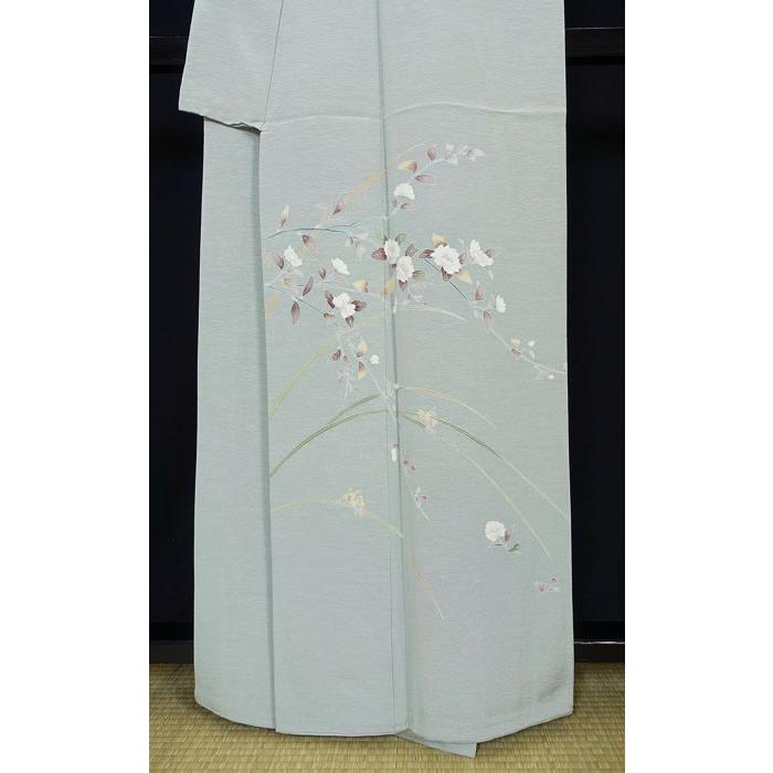 訪問着 友禅染 地紋入り 可憐な小花模様 作家落款入り 正絹 11091 