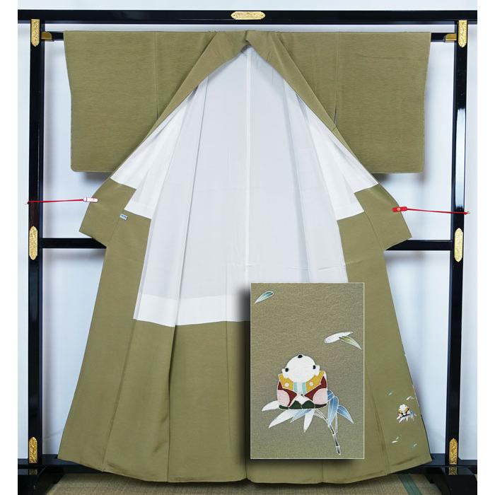 訪問着 しつけ糸付き未使用 袷のきもの 日展作家 堀部秀信作 落款入り 