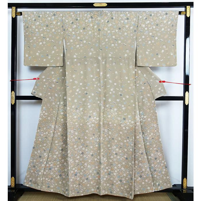 訪問着 袷のきもの 花喰い鳥 蝶々 小花花弁模様 正絹 11170 : 11170 