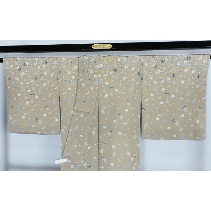 訪問着 袷のきもの 花喰い鳥 蝶々 小花花弁模様 正絹 11170 : 11170 
