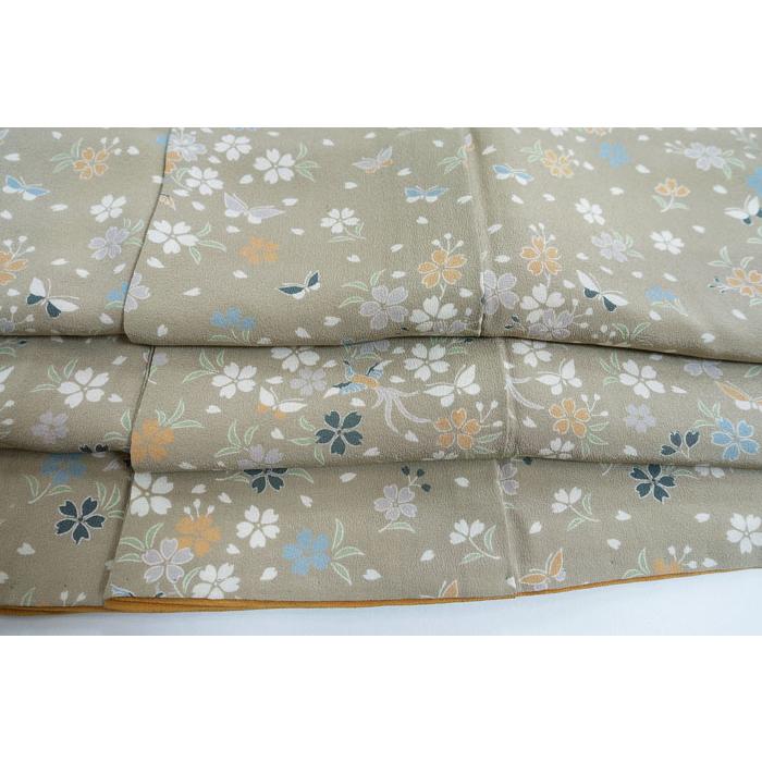 訪問着 袷のきもの 花喰い鳥 蝶々 小花花弁模様 正絹 11170 : 11170 
