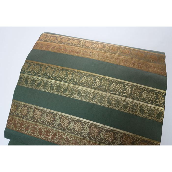 名古屋帯 未使用 九寸名古屋帯 六通柄 横段 名物裂 正絹 11446 : きものあかね