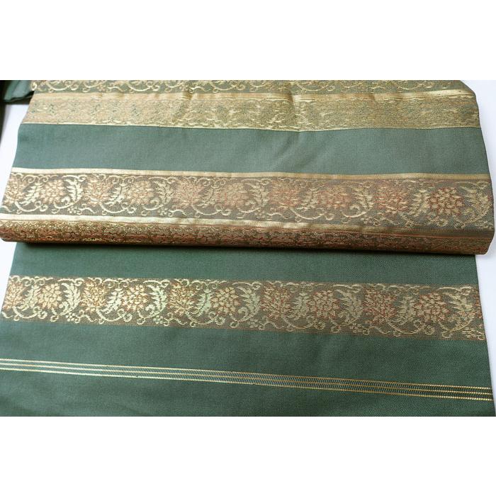 未使用 九寸名古屋帯 六通柄 横段 名物裂 正絹 11446 : きものあかね